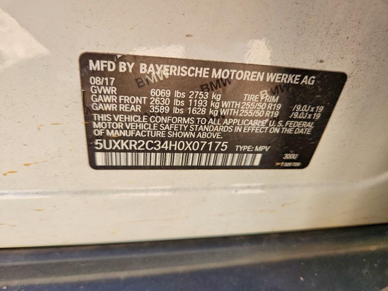 2017 Bmw X5 მანქანა იყიდება აუქციონზე, vin: 5UXKR2C34H0X07175, აუქციონის ნომერი: 65265636