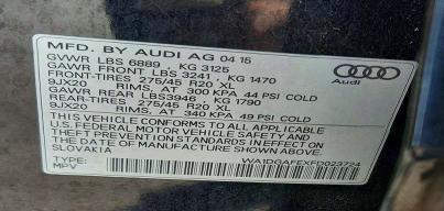 Aukcja sprzedaży 2015 Audi Q7, vin: WA1DGAFEXFD023724, numer aukcji: 63558856