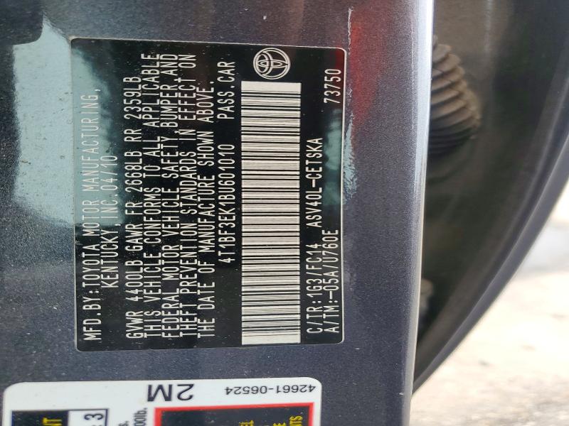 2011 Toyota Camry მანქანა იყიდება აუქციონზე, vin: 4T1BF3EK1BU601010, აუქციონის ნომერი: 62829056