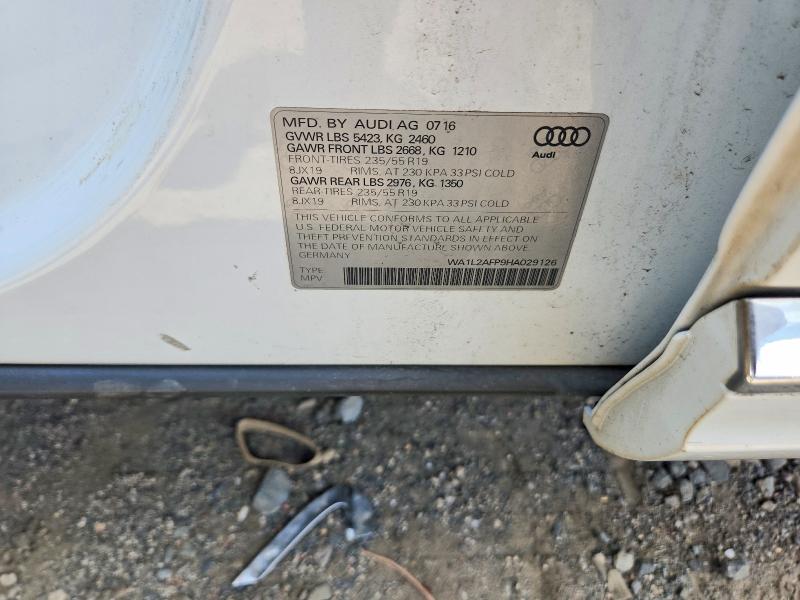 2017 Audi Q5 მანქანა იყიდება აუქციონზე, vin: WA1L2AFP9HA029126, აუქციონის ნომერი: 65405266