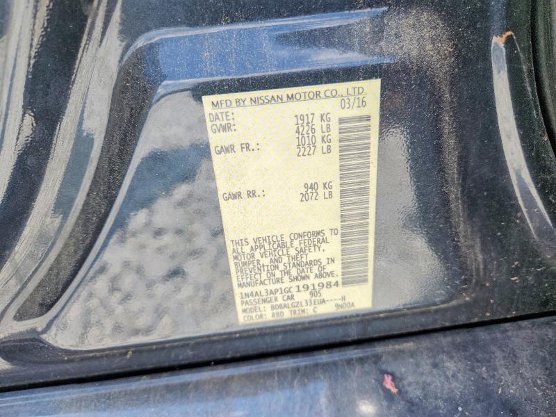 2016 Nissan Altima მანქანა იყიდება აუქციონზე, vin: 1N4AL3AP1GC191984, აუქციონის ნომერი: 65296506