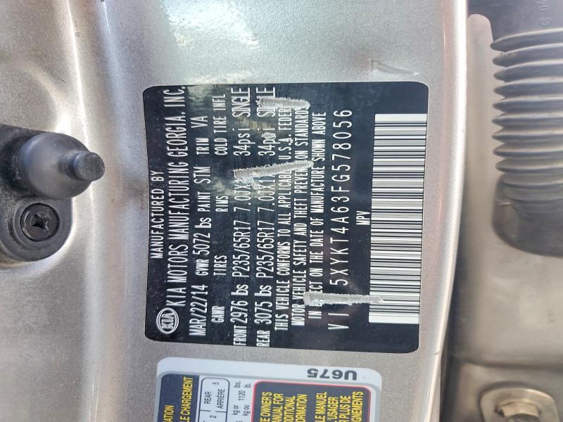 65022636 :رقم المزاد ، 5XYKT4A63FG578056 vin ، 2015 Kia Sorento مزاد بيع