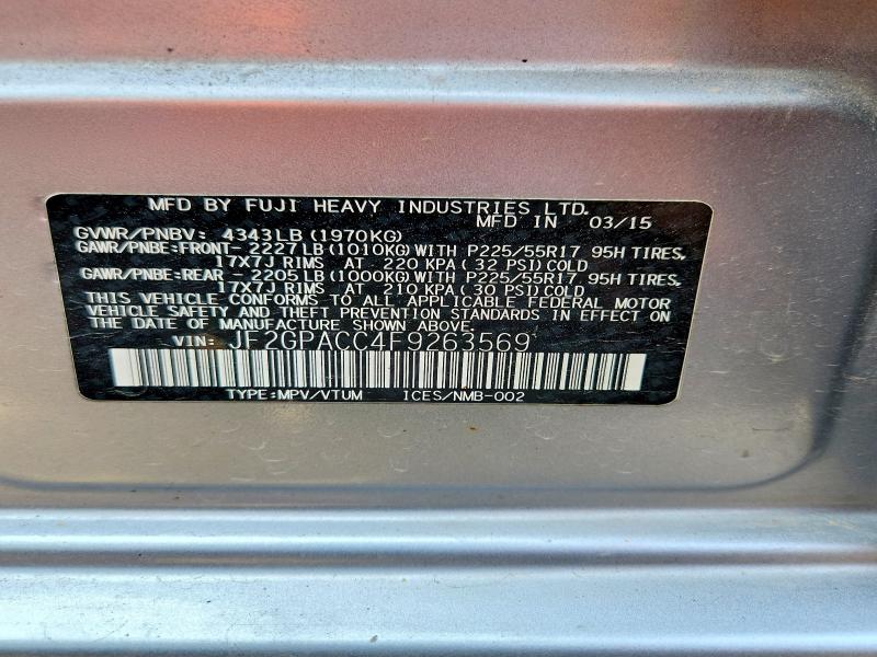 Aukcja sprzedaży 2015 Subaru Xv Crosstrek, vin: JF2GPACC4F9263569, numer aukcji: 65204756