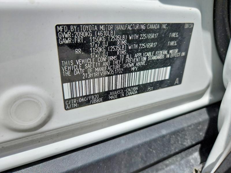 Продажа на аукционе авто 2024 Toyota Rav4, vin: 2T3H1RFV9RW351702, номер лота: 65113856