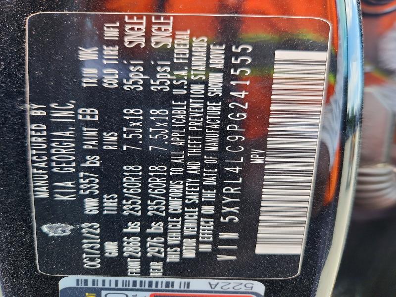 65879246 :رقم المزاد ، 5XYRL4LC9PG241555 vin ، 2023 Kia Sorento مزاد بيع
