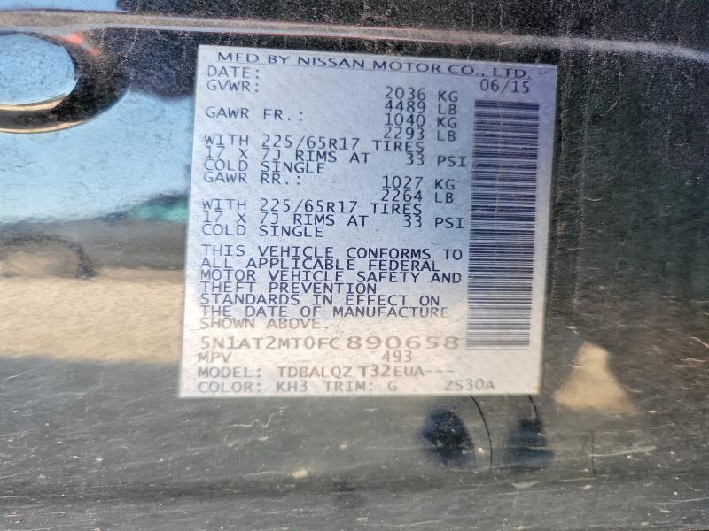 2015 Nissan Rogue მანქანა იყიდება აუქციონზე, vin: 5N1AT2MT0FC890658, აუქციონის ნომერი: 65176946