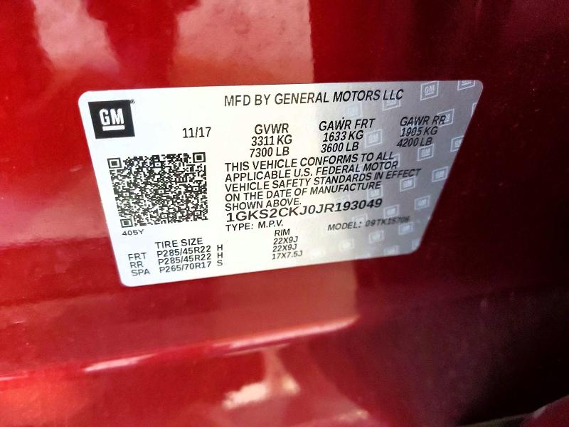 Aukcja sprzedaży 2018 Gmc Yukon, vin: 1GKS2CKJ0JR193049, numer aukcji: 66780136
