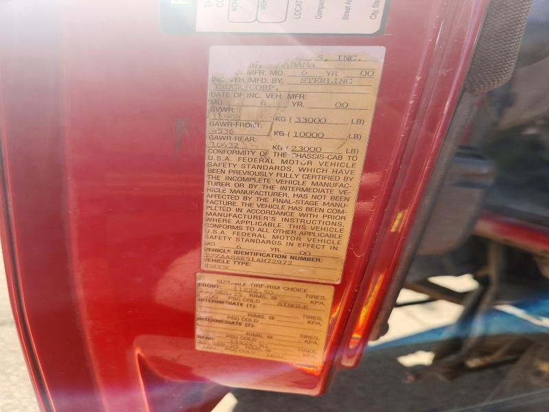 2001 Sterling Truck L მანქანა იყიდება აუქციონზე, vin: 2FZAASAK51AH72972, აუქციონის ნომერი: 63345546