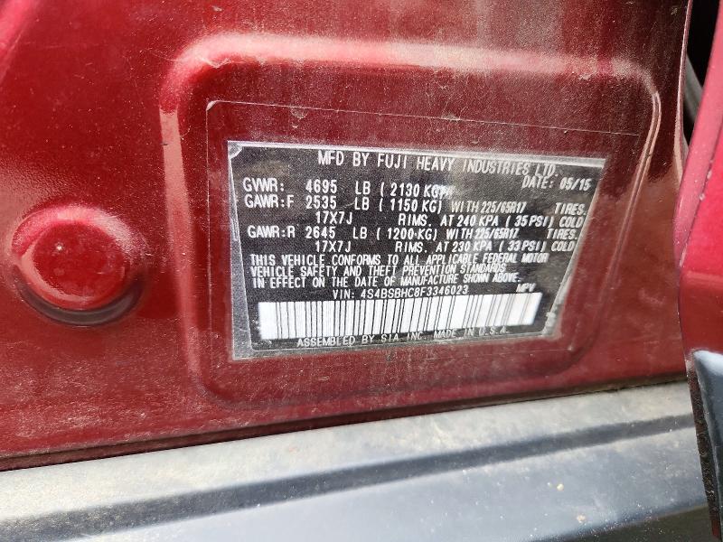 66938556 :رقم المزاد ، 4S4BSBHC8F3346023 vin ، 2015 Subaru Outback مزاد بيع