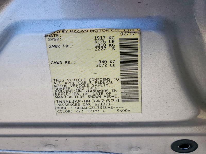 64626516 :رقم المزاد ، 1N4AL3AP7HN342624 vin ، 2017 Nissan Altima مزاد بيع