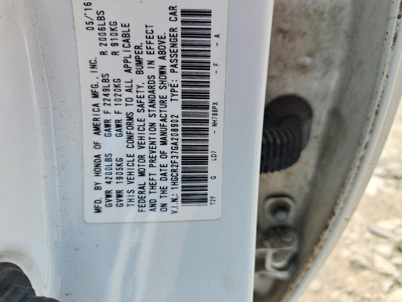 Продажа на аукционе авто 2016 Honda Accord, vin: 1HGCR2F37GA208902, номер лота: 64321256