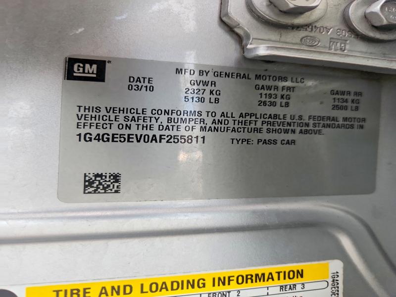67025706 :رقم المزاد ، 1G4GE5EV0AF255811 vin ، 2010 Buick Lacrosse مزاد بيع