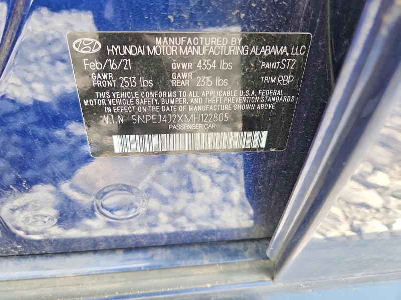 2021 Hyundai Sonata მანქანა იყიდება აუქციონზე, vin: 5NPEJ4J2XMH122805, აუქციონის ნომერი: 65994006