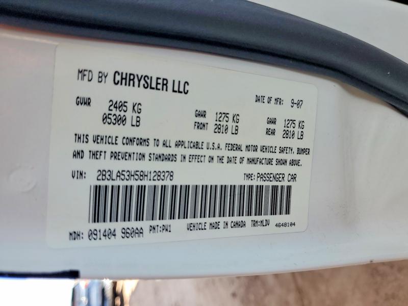 63040946 :رقم المزاد ، 2B3LA53H58H128378 vin ، 2008 Dodge Charger مزاد بيع
