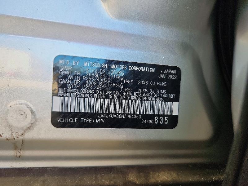 Aukcja sprzedaży 2022 Mitsubishi Outlander, vin: JA4J4UA88NZ064353, numer aukcji: 67095736