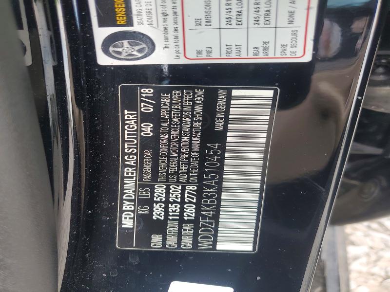 Aukcja sprzedaży 2019 Mercedes-benz E, vin: WDDZF4KB3KA510454, numer aukcji: 63716666