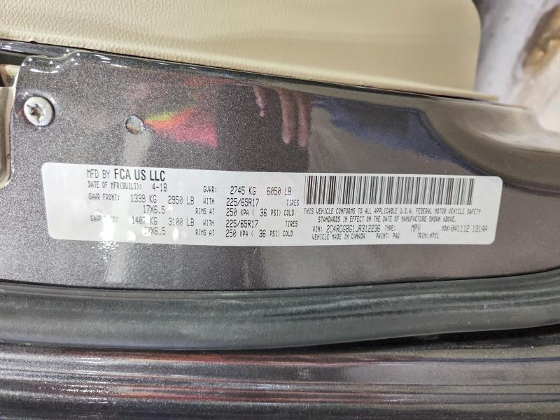 66577726 :رقم المزاد ، 2C4RDGBG1JR312236 vin ، 2018 Dodge Grand Caravan مزاد بيع