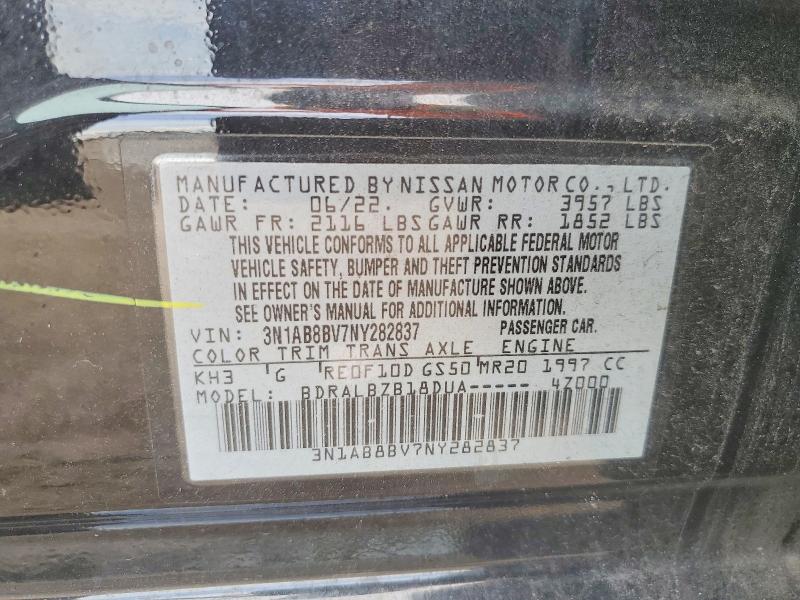 Aukcja sprzedaży 2022 Nissan Sentra, vin: 3N1AB8BV7NY282837, numer aukcji: 63841276