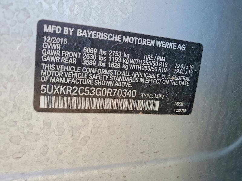 65733556 :رقم المزاد ، 5UXKR2C53G0R70340 vin ، 2016 Bmw X5 مزاد بيع