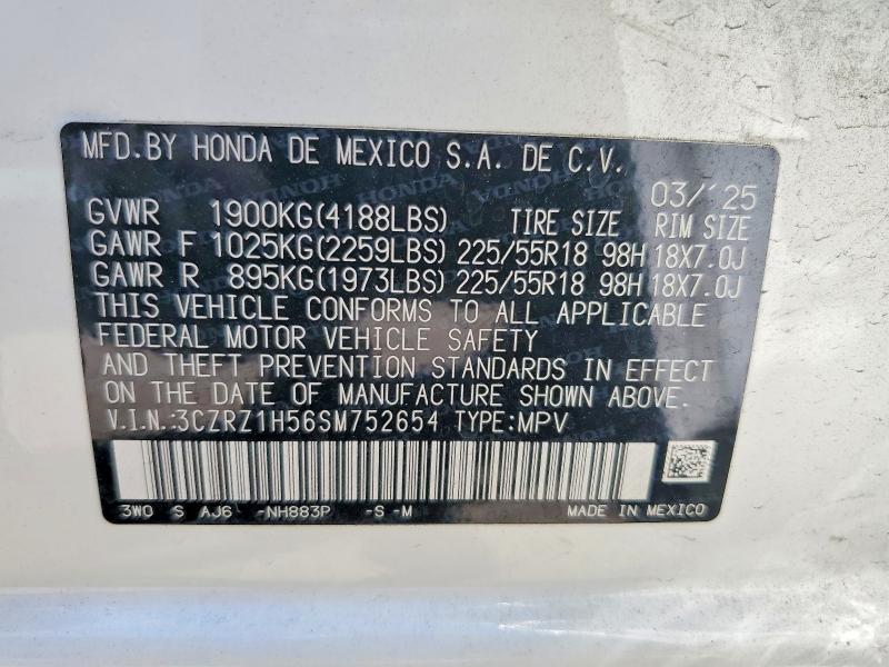 Aukcja sprzedaży 2025 Honda Hr-v, vin: 3CZRZ1H56SM752654, numer aukcji: 65892356
