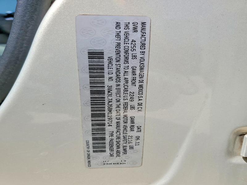 Aukcja sprzedaży 2011 Volkswagen Jetta, vin: 3VW3L7AJ5BM119714, numer aukcji: 61877986