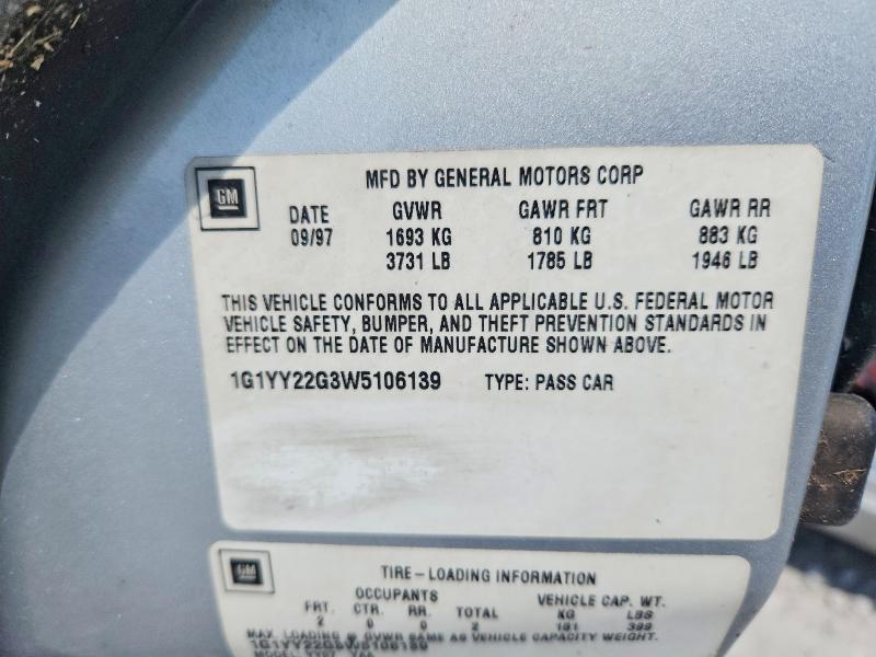 Продаж на аукціоні авто 1998 Chevrolet Corvette, vin: 1G1YY22G3W5106139, номер лоту: 66166706