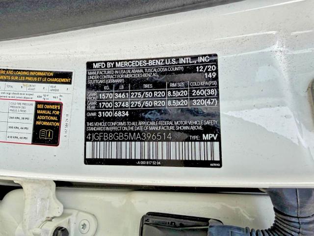64406486 :رقم المزاد ، 4JGFB8GB5MA396514 vin ، 2021 Mercedes-benz Gle مزاد بيع