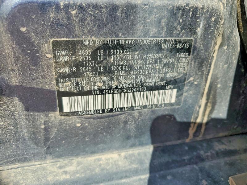 2016 Subaru Outback მანქანა იყიდება აუქციონზე, vin: 4S4BSBHC8G3206183, აუქციონის ნომერი: 65156246