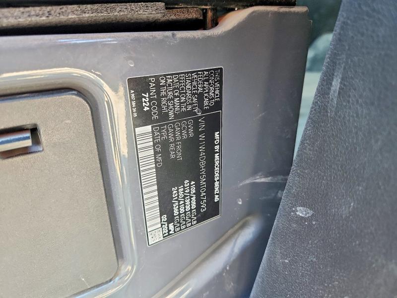 62818576 :رقم المزاد ، W1W4DBHY5MT047593 vin ، 2021 Mercedes-benz Sprinter مزاد بيع