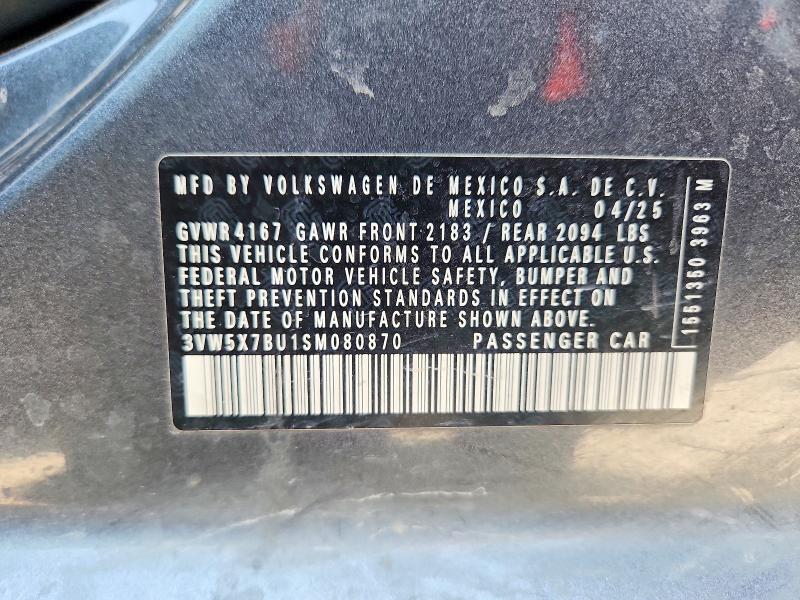 Aukcja sprzedaży 2025 Volkswagen Jetta, vin: 3VW5X7BU1SM080870, numer aukcji: 65355726