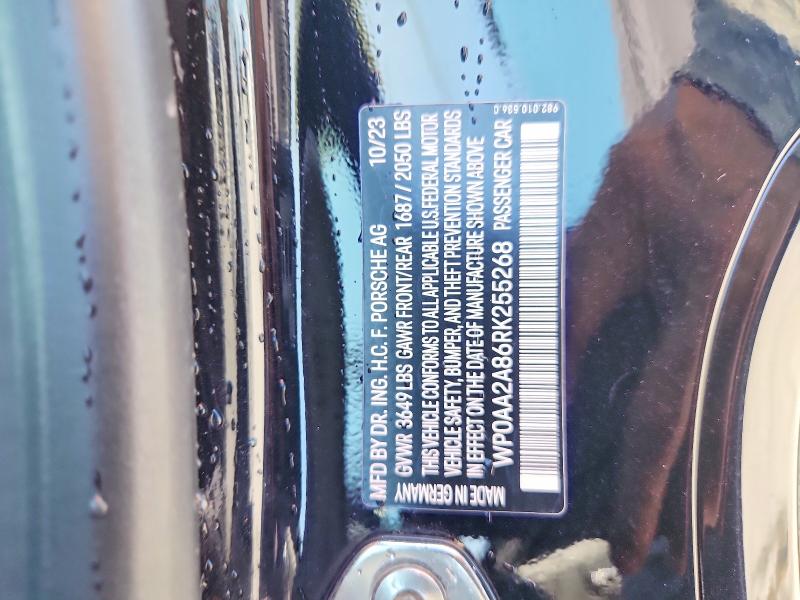 67095176 :رقم المزاد ، WP0AA2A86RK255268 vin ، 2024 Porsche Cayman مزاد بيع