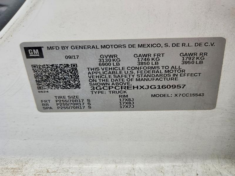 Aukcja sprzedaży 2018 Chevrolet Silverado, vin: 3GCPCREHXJG160957, numer aukcji: 66697156