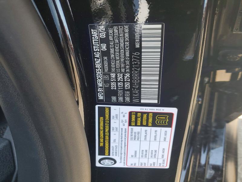 2024 Mercedes-benz C მანქანა იყიდება აუქციონზე, vin: W1KAF4HB8RR213776, აუქციონის ნომერი: 65510396