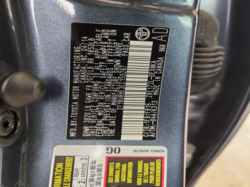 2014 Toyota Corolla მანქანა იყიდება აუქციონზე, vin: 2T1BURHE3EC155267, აუქციონის ნომერი: 66828596