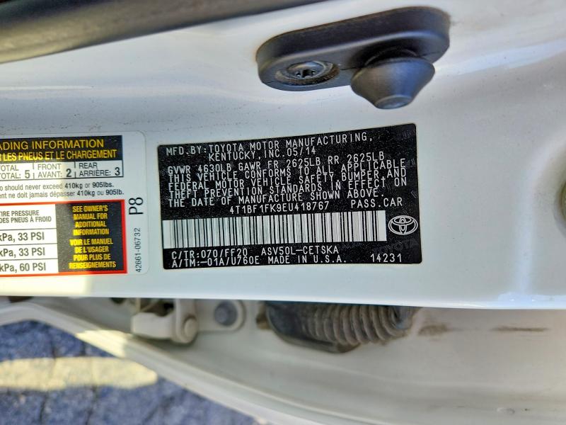 62544256 :رقم المزاد ، 4T1BF1FK9EU418767 vin ، 2014 Toyota Camry مزاد بيع