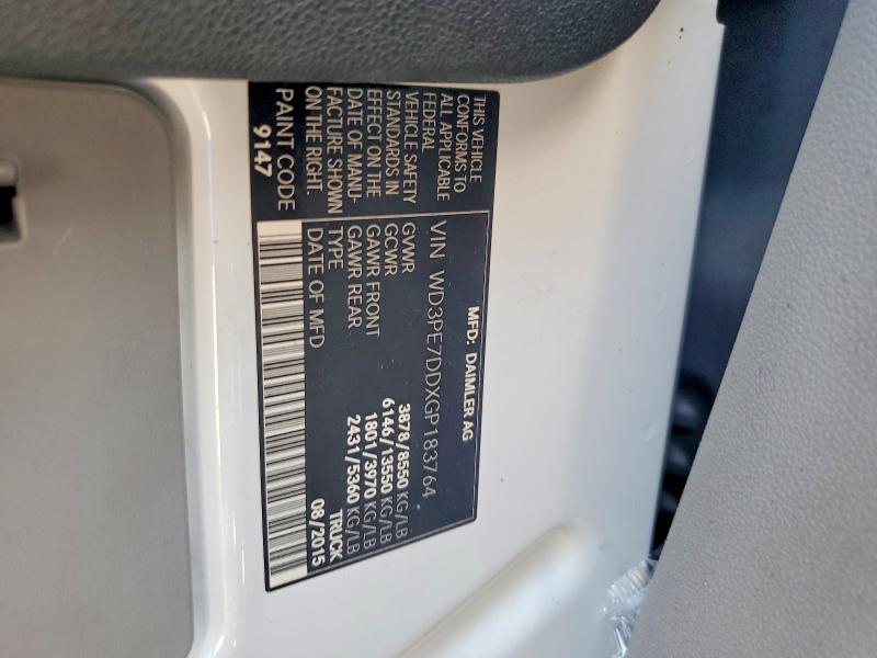 2016 Mercedes-benz Sprinter მანქანა იყიდება აუქციონზე, vin: WD3PE7DDXGP183764, აუქციონის ნომერი: 63329746