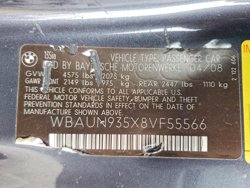 Продажа на аукционе авто 2008 Bmw 135, vin: WBAUN935X8VF55566, номер лота: 65223806