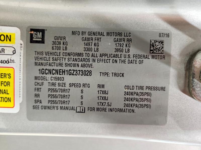 Продажа на аукционе авто 2016 Chevrolet Silverado, vin: 1GCNCNEH1GZ373028, номер лота: 65328956