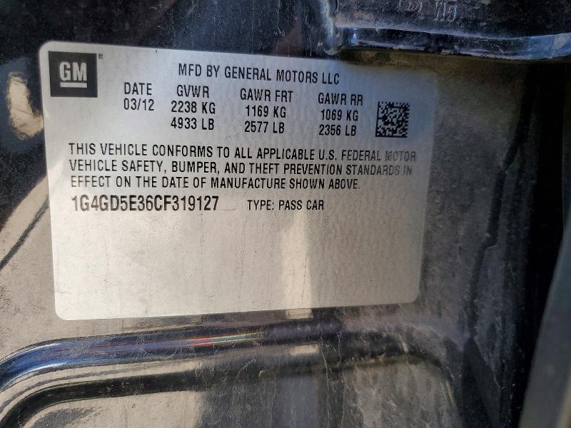 Продаж на аукціоні авто 2012 Buick Lacrosse, vin: 1G4GD5E36CF319127, номер лоту: 63899986