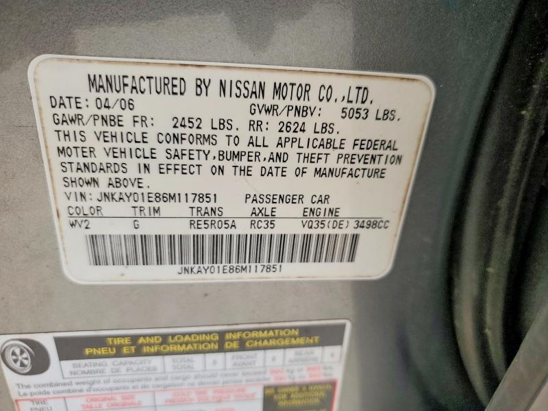Aukcja sprzedaży 2006 Infiniti M35, vin: JNKAY01E86M117851, numer aukcji: 64380906