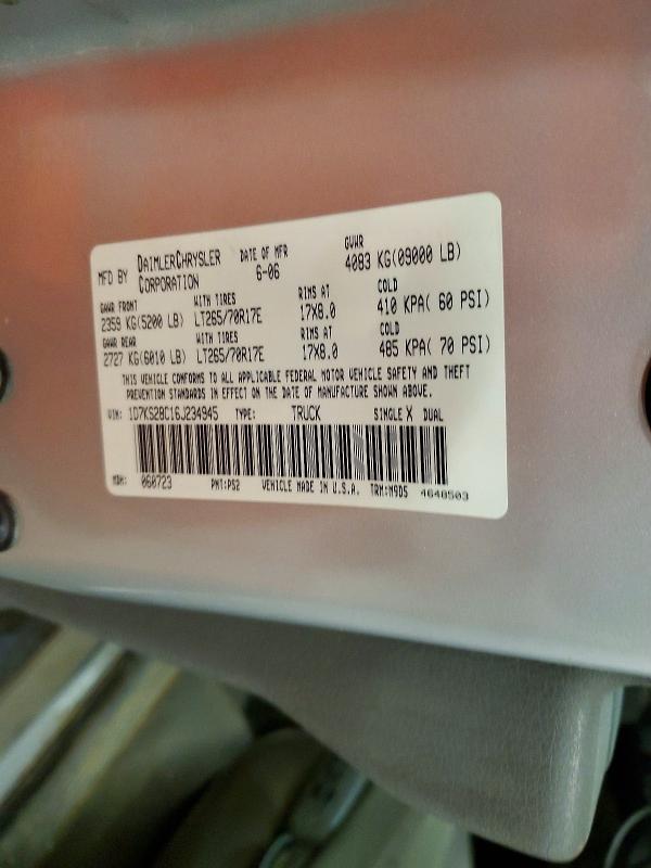Aukcja sprzedaży 2006 Dodge Ram 2500, vin: 1D7KS28C16J234945, numer aukcji: 66628256