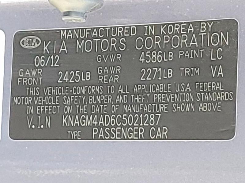 64920246 :رقم المزاد ، KNAGM4AD6C5021287 vin ، 2012 Kia Optima Hybrid مزاد بيع