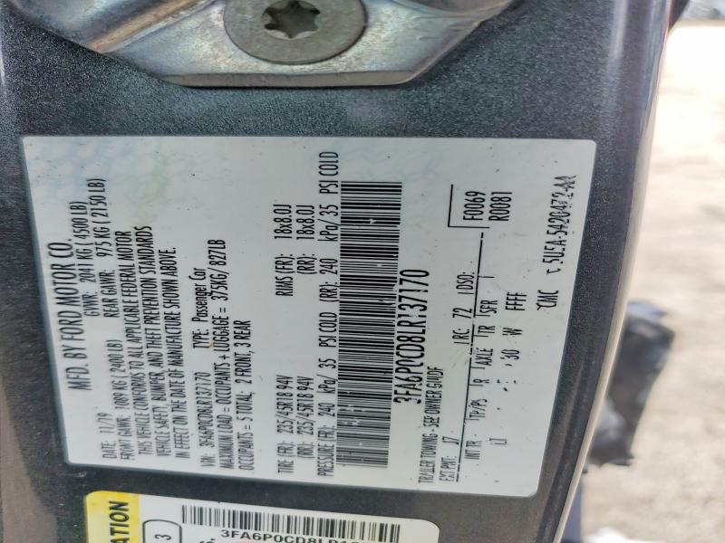 Aukcja sprzedaży 2020 Ford Fusion, vin: 3FA6P0CD8LR137170, numer aukcji: 64498686