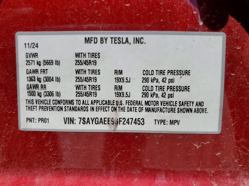 Продажа на аукционе авто 2025 Tesla Model Y, vin: 7SAYGAEE9SF247453, номер лота: 64613216