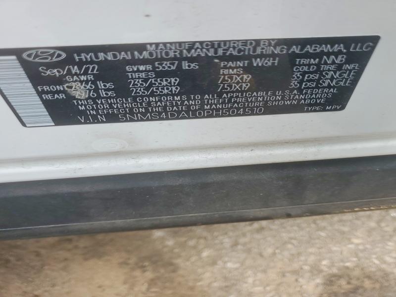 2023 Hyundai Santa Fe მანქანა იყიდება აუქციონზე, vin: 5NMS4DAL0PH504510, აუქციონის ნომერი: 64601426