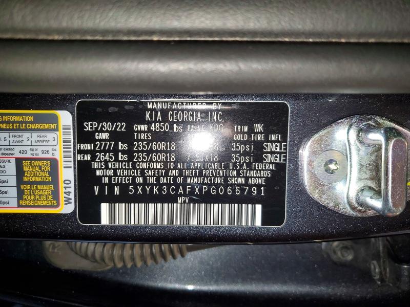 2023 Kia Sportage მანქანა იყიდება აუქციონზე, vin: 5XYK3CAFXPG066791, აუქციონის ნომერი: 64976536