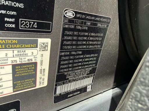 Aukcja sprzedaży 2022 Land Rover Range Rover Sport, vin: SALWZ2RE6NA221638, numer aukcji: 65748036