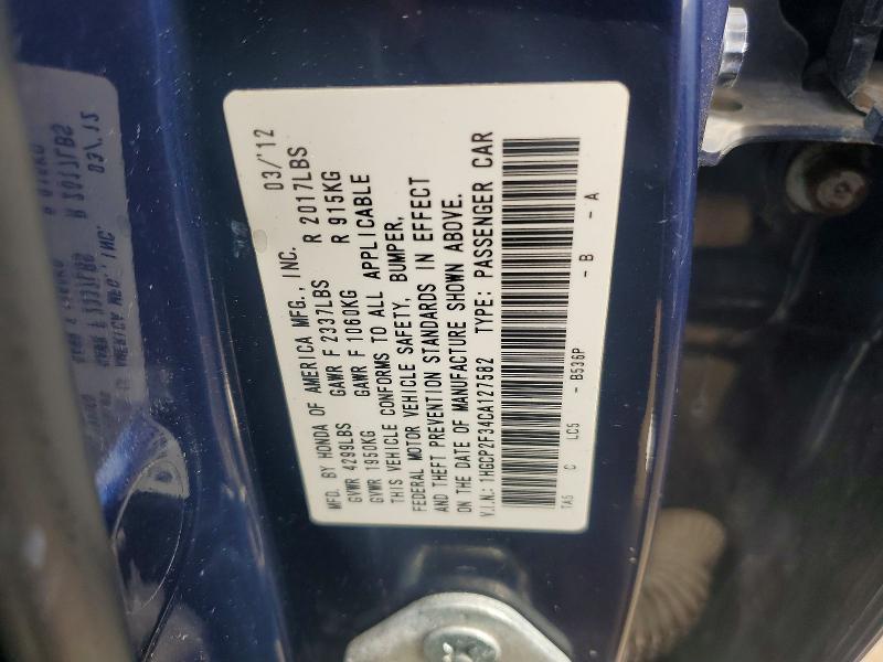 Aukcja sprzedaży 2012 Honda Accord, vin: 1HGCP2F34CA127582, numer aukcji: 63314096