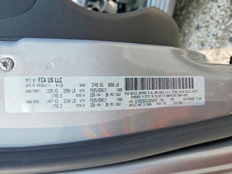 Auction sale of the 2018 Dodge Grand Caravan, vin: 2C4RDGBG9JR254747, lot number: 64386016