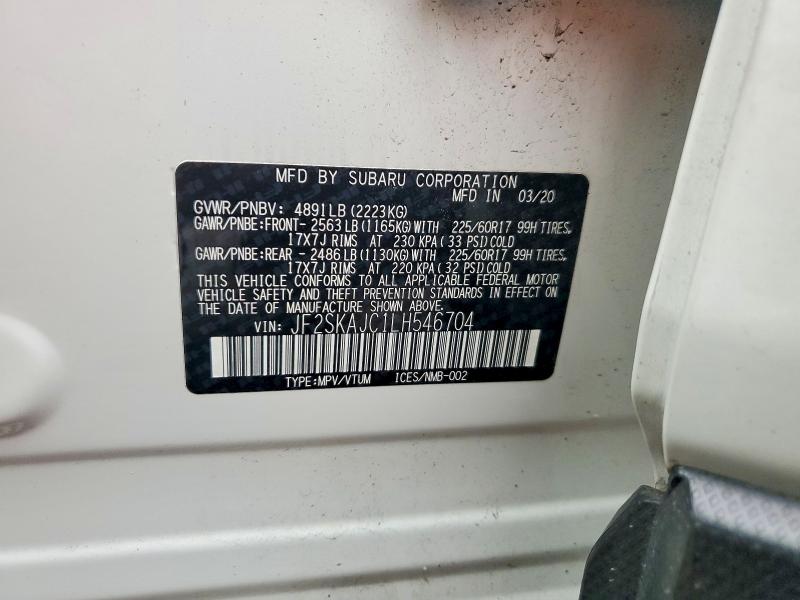 Aukcja sprzedaży 2020 Subaru Forester, vin: JF2SKAJC1LH546704, numer aukcji: 64153096